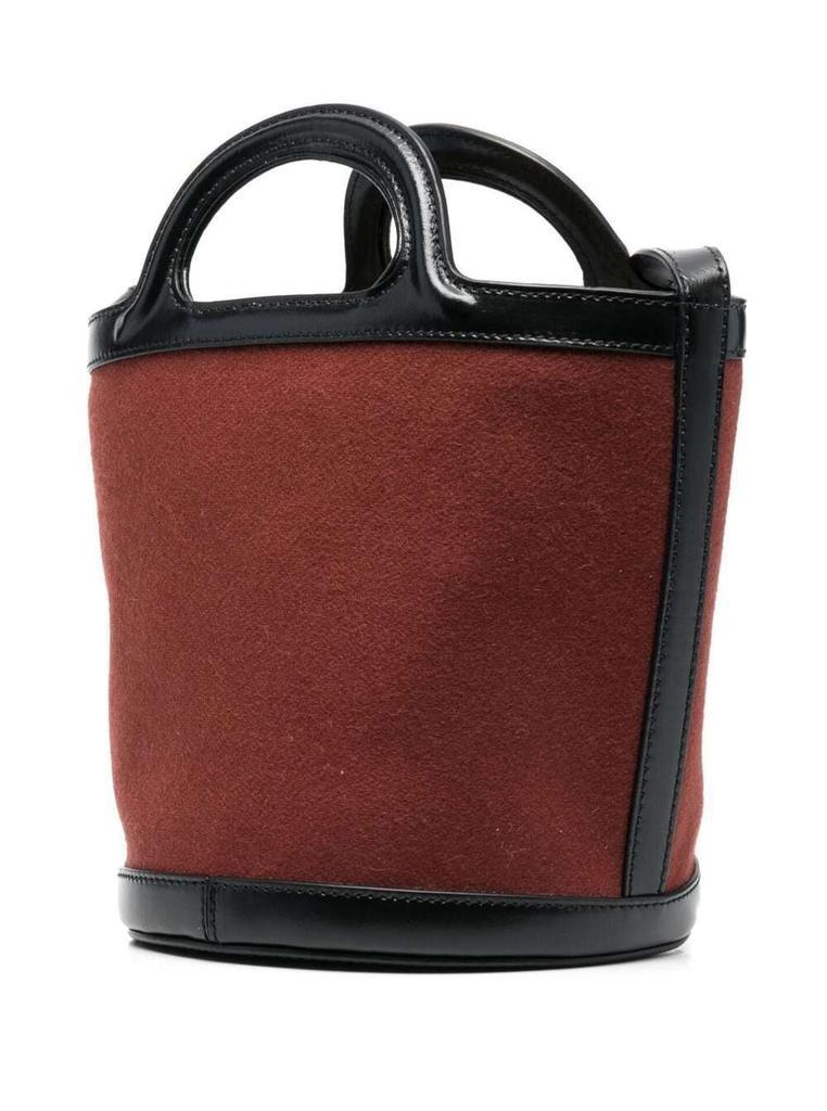 商品Marni|Brown Bucket Shoulder Bag in Calf Leather and Wool and Cotton Blend with Adjustable and Removable Shoulder Strap,价格¥4905,第4张图片详细描述