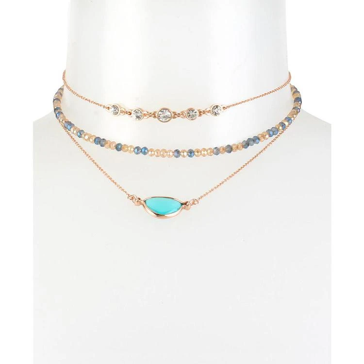 商品Kenneth Cole|Gold-Tone Multi-Stone & Bead Triple-Row Choker Necklace,价格¥264,第2张图片详细描述