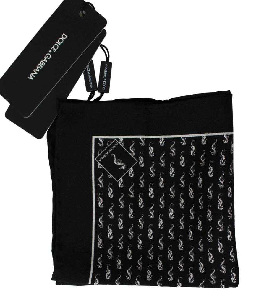 商品Dolce & Gabbana|Dolce & Gabbana Scarf Black Seahorse Print Silk Handkerchief,价格¥668,第2张图片详细描述