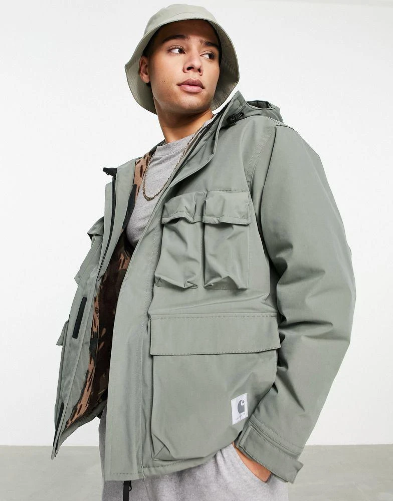 商品Carhartt|Carhartt WIP kilda fleece lined utility jacket in green,价格¥1771,第1张图片
