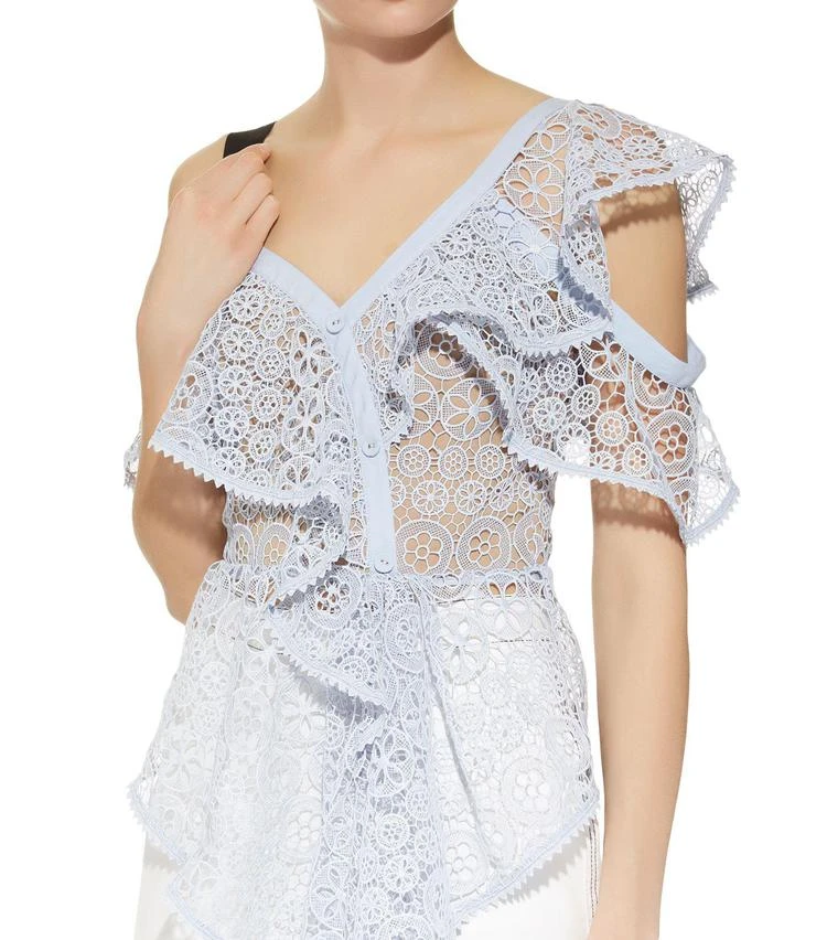 商品Self Portrait|Asymmetric Ruffle Floral Lace Top,价格¥2547,第4张图片详细描述