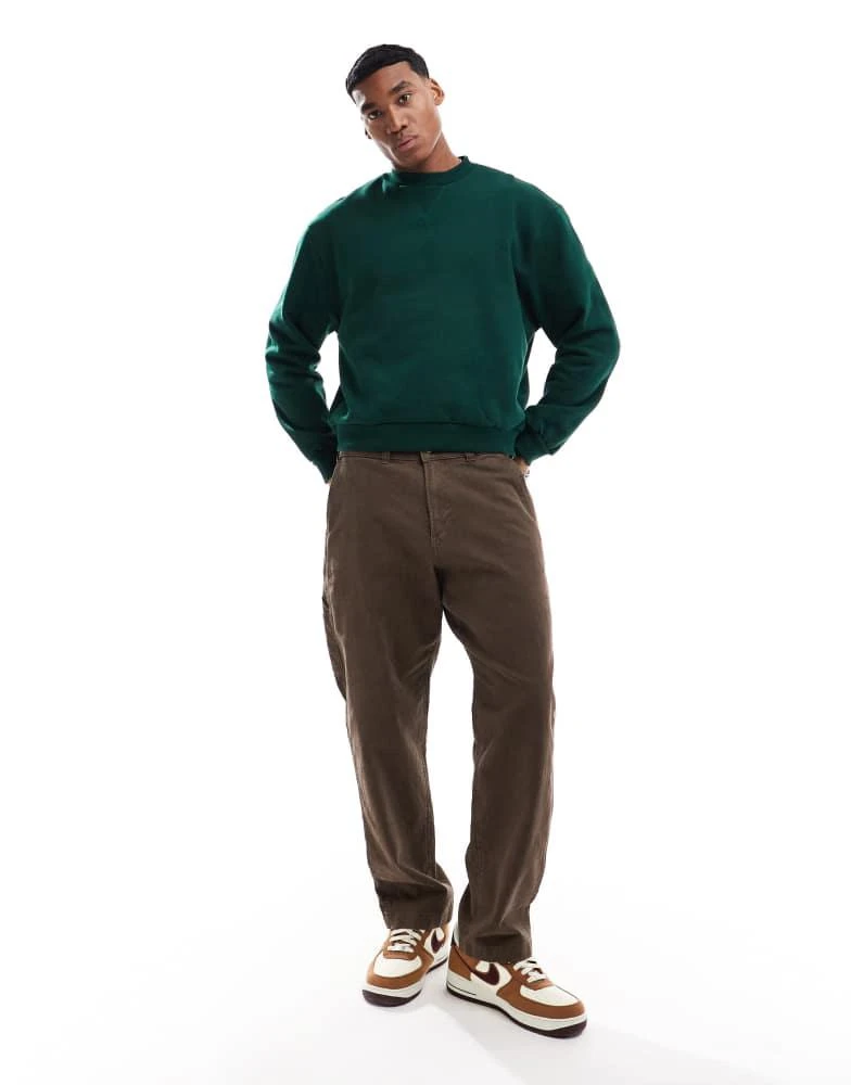 商品ASOS|ASOS DESIGN premium heavyweight boxy oversized sweatshirt 400gsm in dark green,价格¥293,第3张图片详细描述