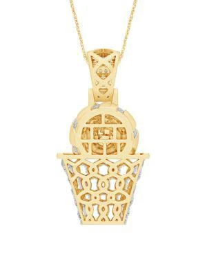 商品Saks Fifth Avenue|Yellow Gold Vermeil & 0.50 TCW Diamond Basketball Pendant Necklace/22",价格¥4281,第3张图片详细描述