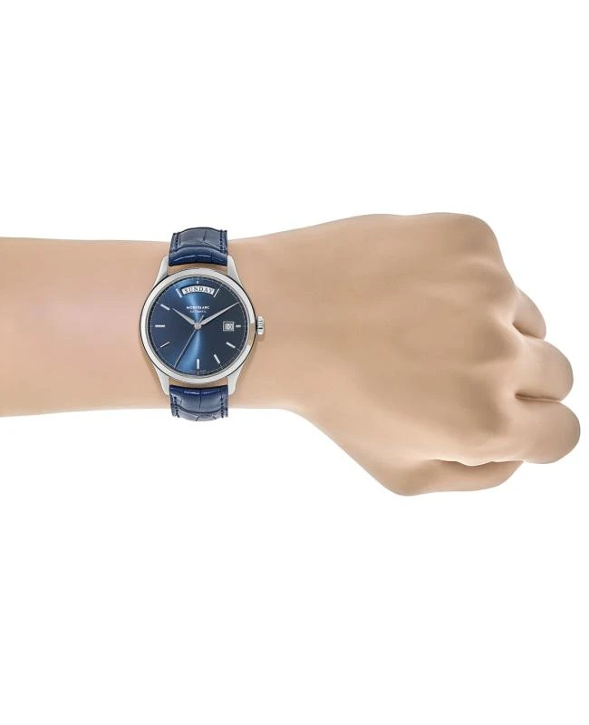 商品MontBlanc|Montblanc Heritage Automatic Blue Dial Leather Strap Men&apos;s Watch 118225,价格¥12812,第4张图片详细描述