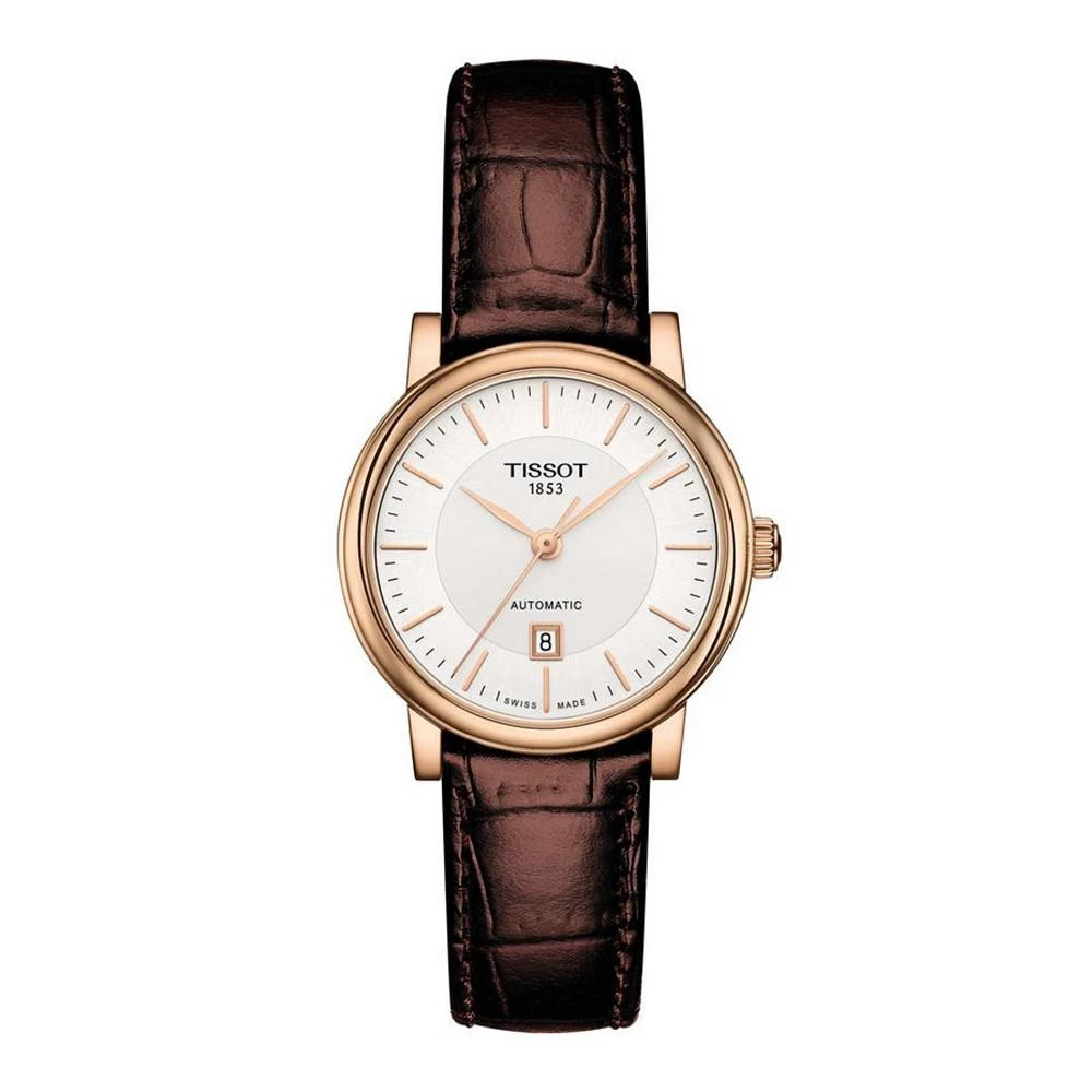 商品Tissot|Women's Carson Premium Swiss Automatic Brown Leather Strap Watch 30mm,价格¥5617,第1张图片