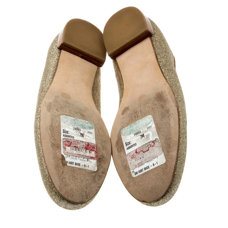 Stuart Weitzman Metallic Gold Glitter Smoking Slippers Size 37.5 商品