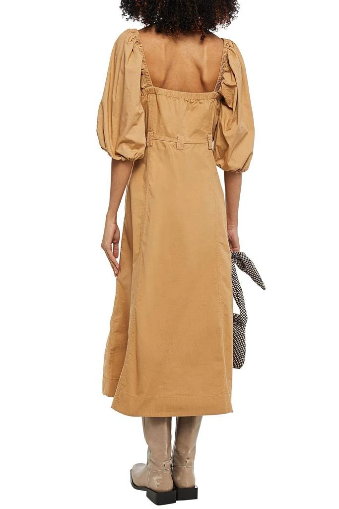 商品Ganni|Gathered cotton-blend midi dress,价格¥1173,第1张图片