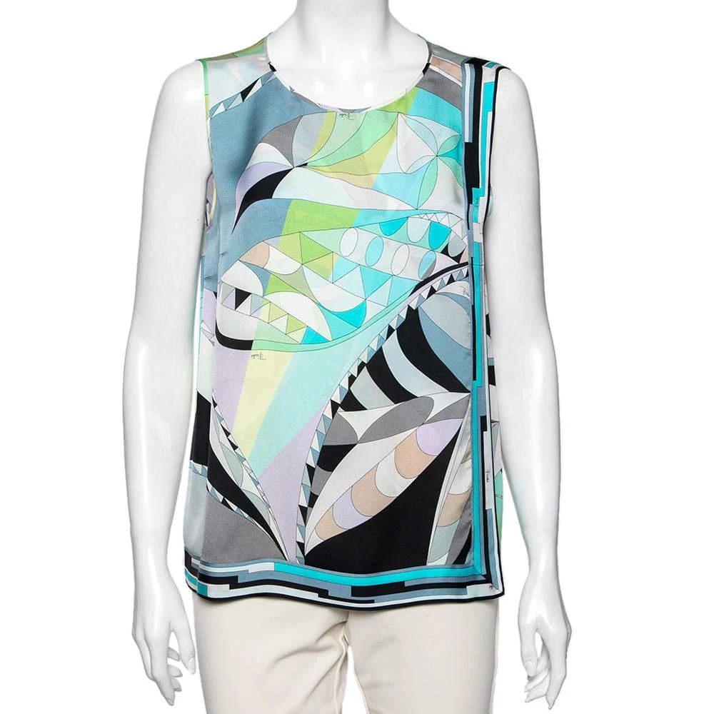 商品[二手商品] EMILIO PUCCI|Emilio Pucci Multicolor Printed Silk Sleeveless Top M,价格¥824,第1张图片