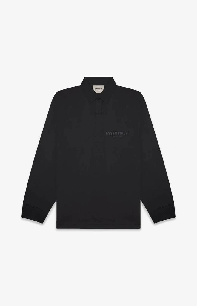 商品Essentials|Black French Terry 徽标长袖Polo衫,价格¥575,第1张图片