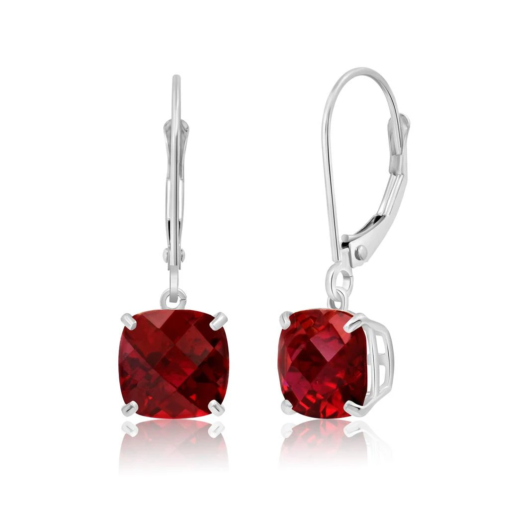 14k Solid White Gold Gemstone Dangle Leverback Earrings (8mm) 商品
