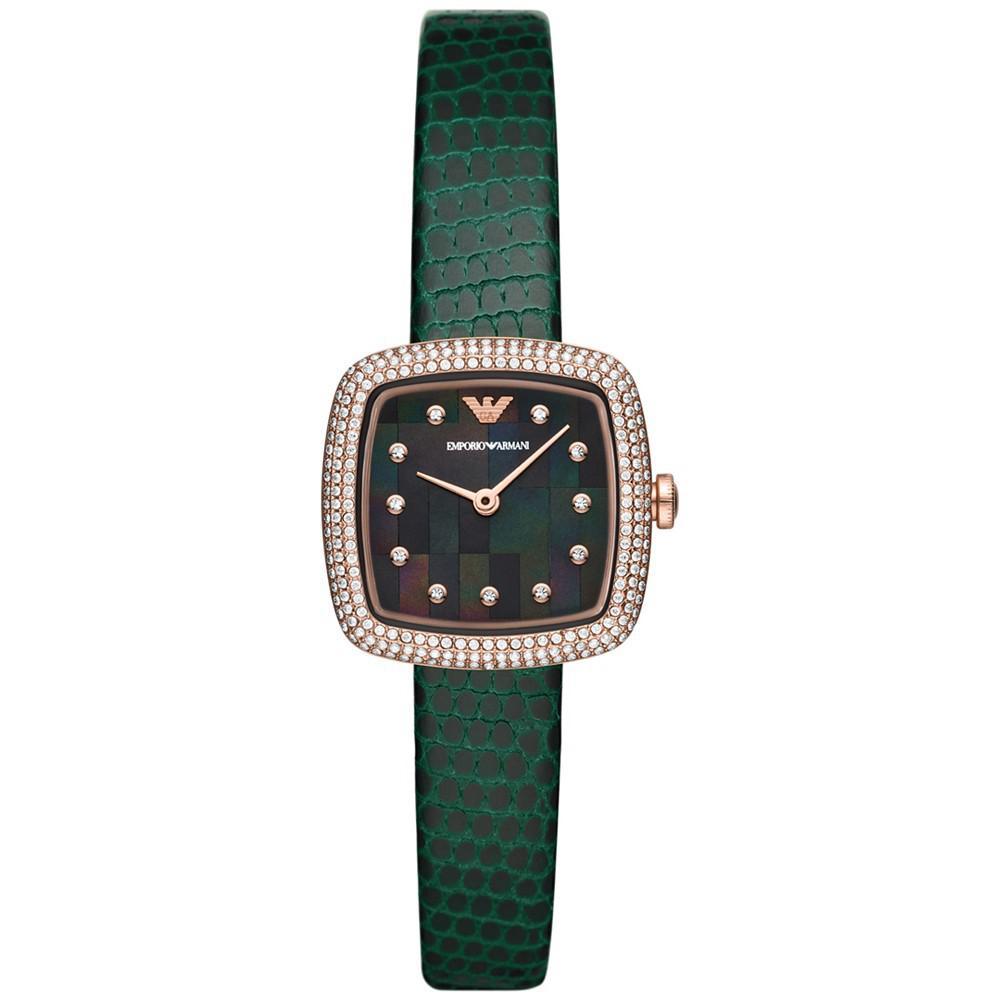 商品Emporio Armani|Women's Green Leather Strap Watch 26mm,价格¥2135,第1张图片