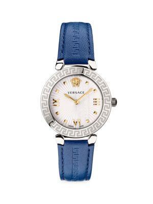 商品Versace|36MM Stainless Steel & Leather Strap Watch,价格¥4223,第1张图片