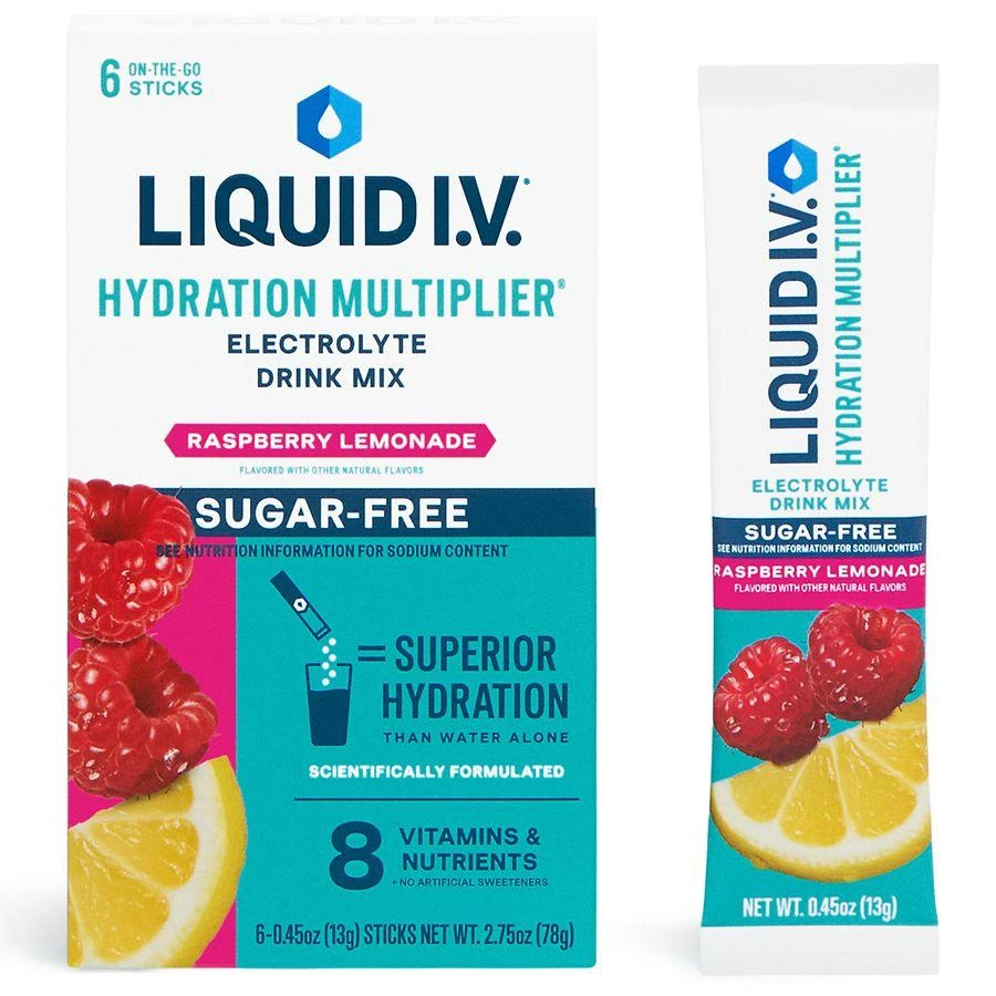 商品Liquid I.V.|Sugar-Free Hydration Multiplier Powdered Electrolyte Drink Mix Raspberry Lemonade,价格¥88,第3张图片详细描述