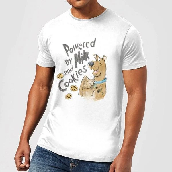 商品Original Hero|Scooby Doo Powered By Milk And Cookies Men's T-Shirt - White,价格¥169,第1张图片