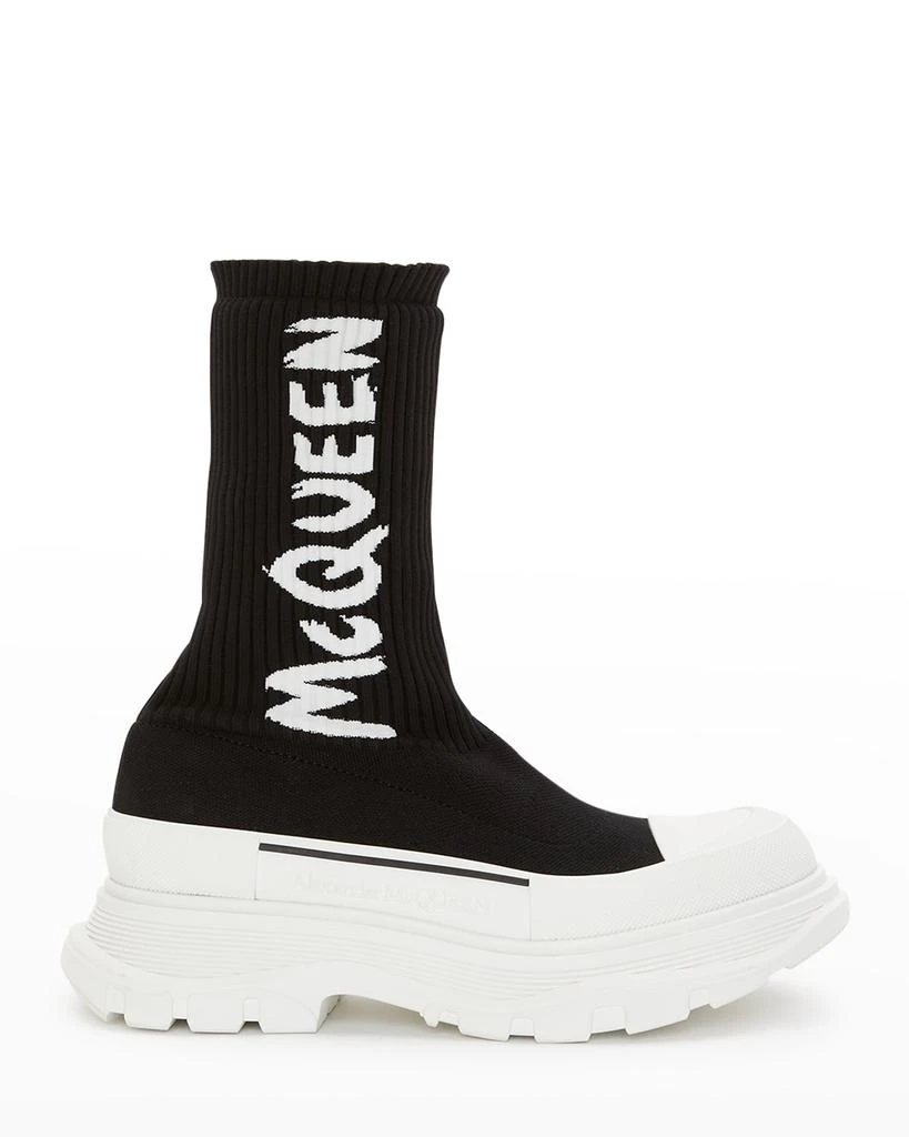 商品Alexander McQueen|Tread Slick Graffiti Pull-On Boot Sneakers,价格¥2858,第1张图片