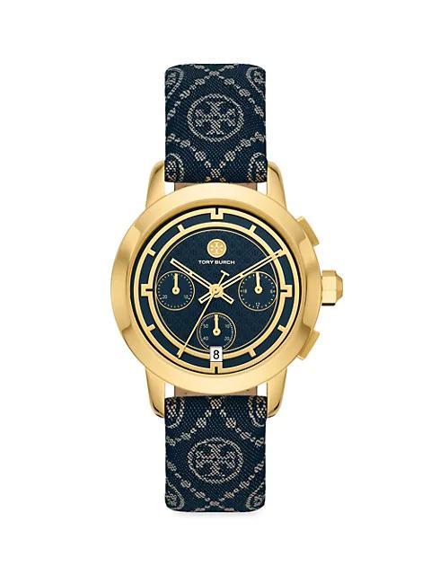 商品Tory Burch|The Tory Goldtone Stainless Steel & Jacquard Strap Watch,价格¥2431,第1张图片