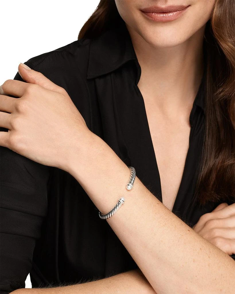 Cable Flex® Bracelet in Sterling Silver with Pearls and Diamonds, 6mm 商品