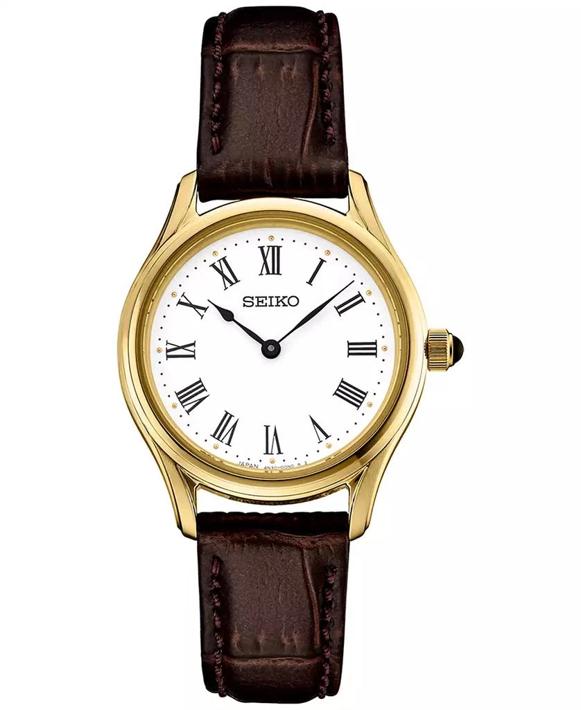 商品Seiko|Women's Essentials Brown Leather Strap Watch 29mm,价格¥1319,第1张图片