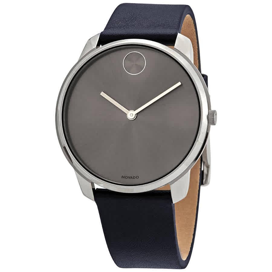商品Movado|Movado Bold Quartz Grey Dial Blue Leather Mens Watch 3600586,价格¥1523,第1张图片