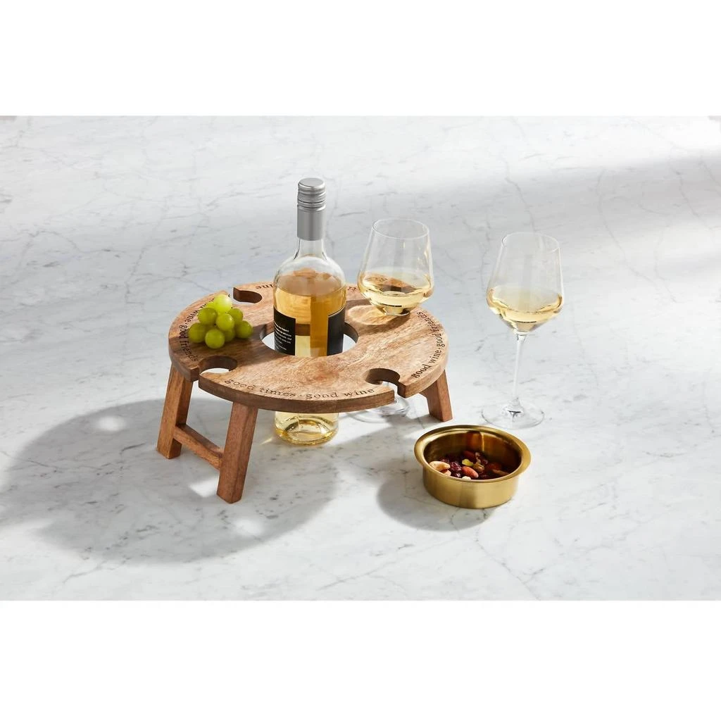 商品mudpie|Folding Wine Tray In Brown,价格¥391,第3张图片详细描述