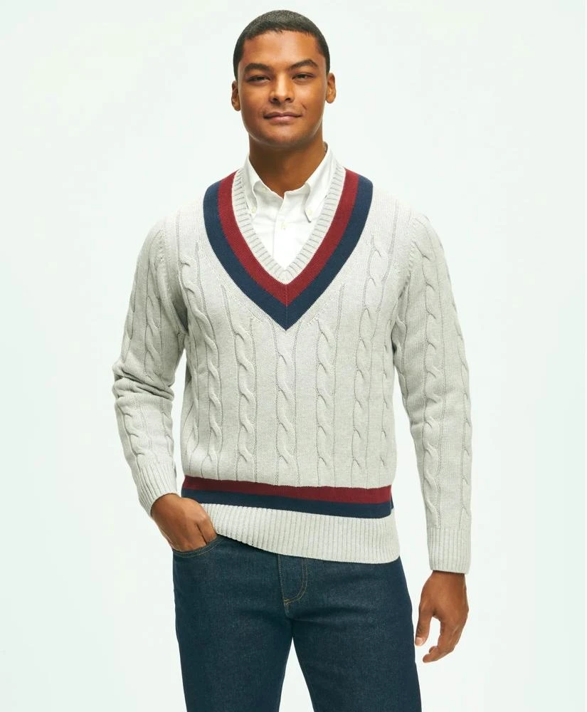 商品Brooks Brothers|Vintage-Inspired Tennis V-Neck Sweater in Supima® Cotton,价格¥1230,第1张图片