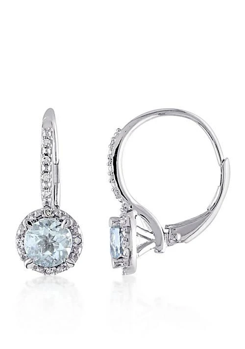 商品Belk & Co.|Co. Sterling Silver Aquamarine And Diamond Earrings,价格¥750,第1张图片