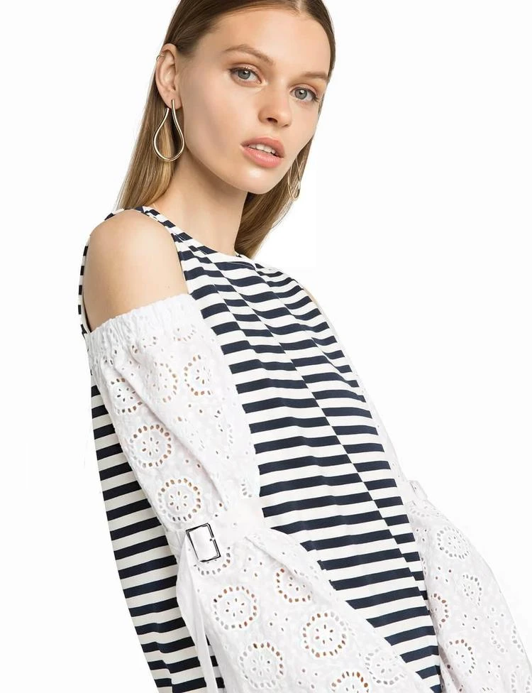 商品Pixie Market|Capri Stripe Cotton Eyelet Sleeve Dress,价格¥455,第3张图片详细描述