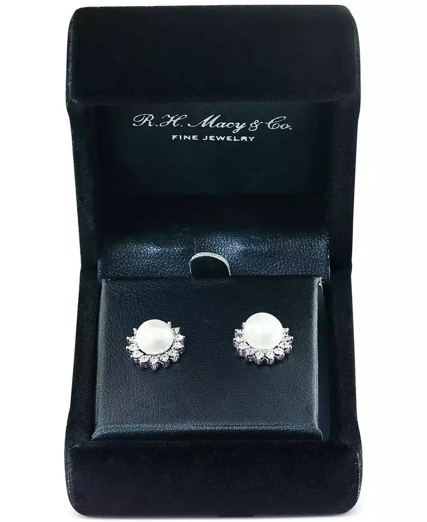 商品Effy|EFFY® Cultured Freshwater Pearl (7mm) & Diamond (1/10 ct. t.w.) Stud Earrings in Sterling Silver,价格¥454,第2张图片详细描述