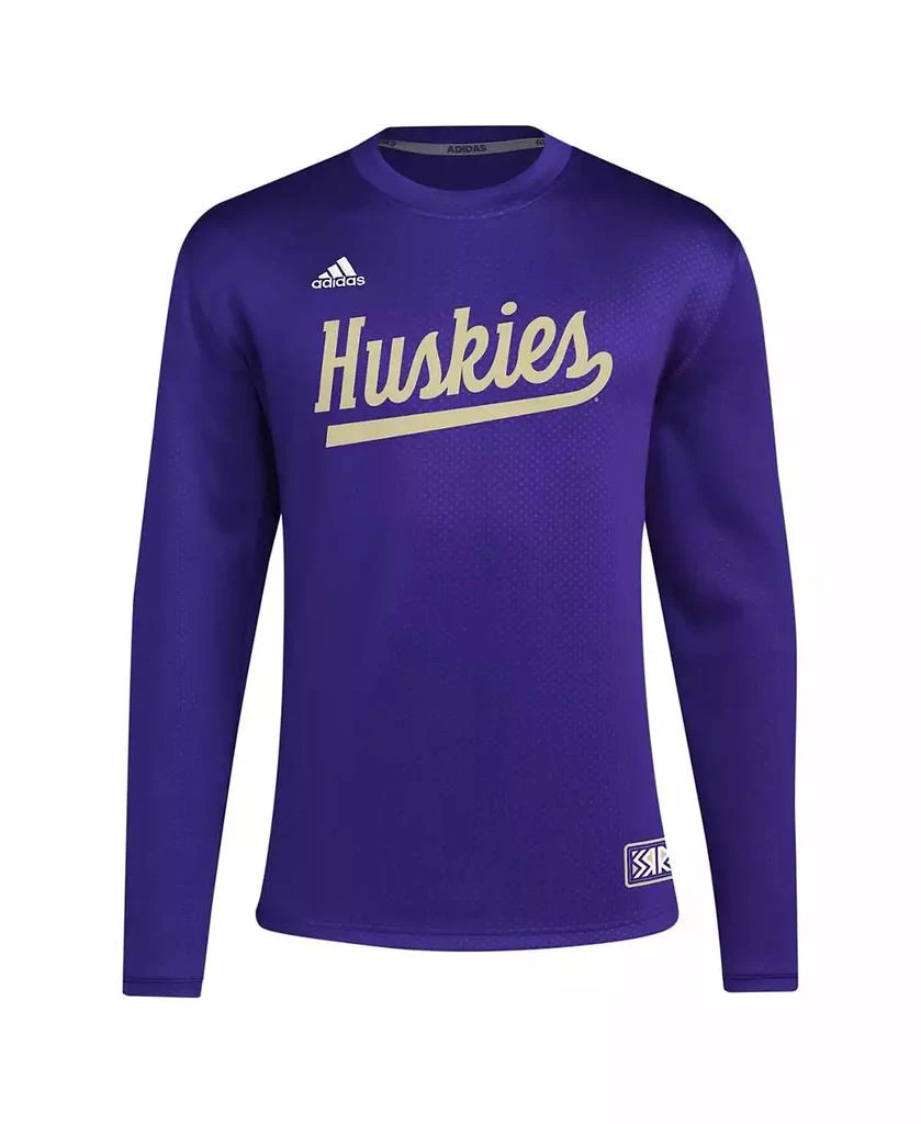 商品Adidas|Men's Purple Washington Huskies Reverse Retro Baseball Script Pullover Sweatshirt,价格¥601,第3张图片详细描述