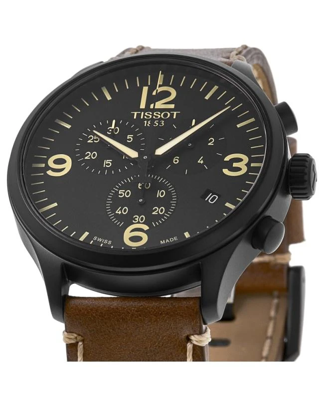 商品Tissot|Tissot Chrono XL Classic Black Dial Brown Leather Strap Men's Watch T116.617.36.057.00,价格¥2207,第2张图片详细描述