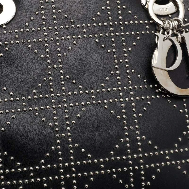 商品[二手商品] Dior|Dior Black Embellished Cannage Leather Medium Lady Dior Tote,价格¥15590,第5张图片详细描述