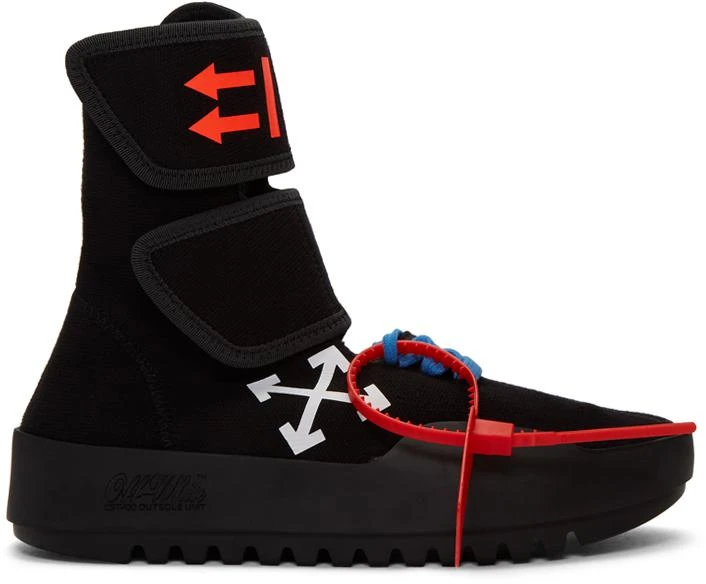 商品Off-White|Black Moto Wrap High-Top Sneakers,价格¥2239,第1张图片