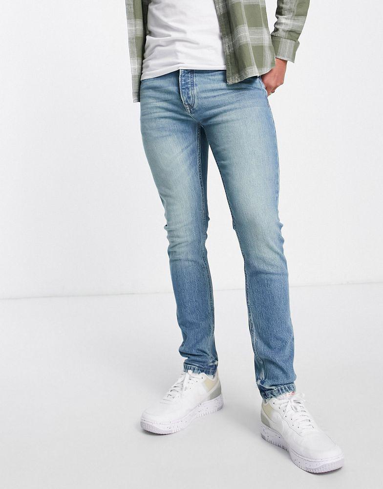 商品Topman|Topman stretch skinny jeans in green cast light wash tint,价格¥281,第5张图片详细描述