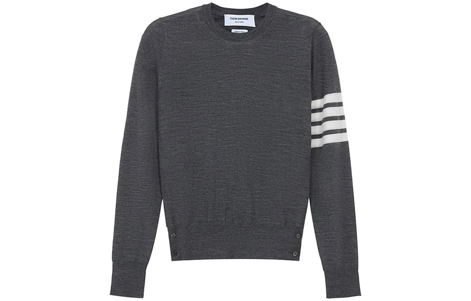 商品[国内直发] Thom Browne|美利奴羊毛圆领长袖套头条纹羊毛衣 女款 灰色,价格¥5749,第1张图片