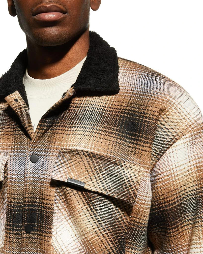 商品Represent|Men's Plaid Sherpa-Collar Shirt Jacket,价格¥964,第5张图片详细描述