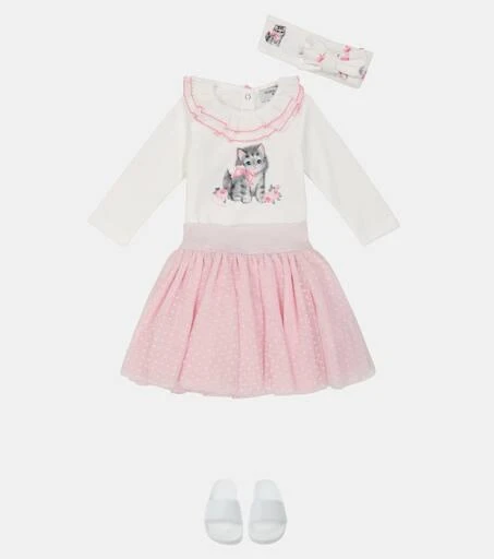 商品MONNALISA|Baby棉质连身衣、半身裙与发箍套装,价格¥1160,第2张图片详细描述