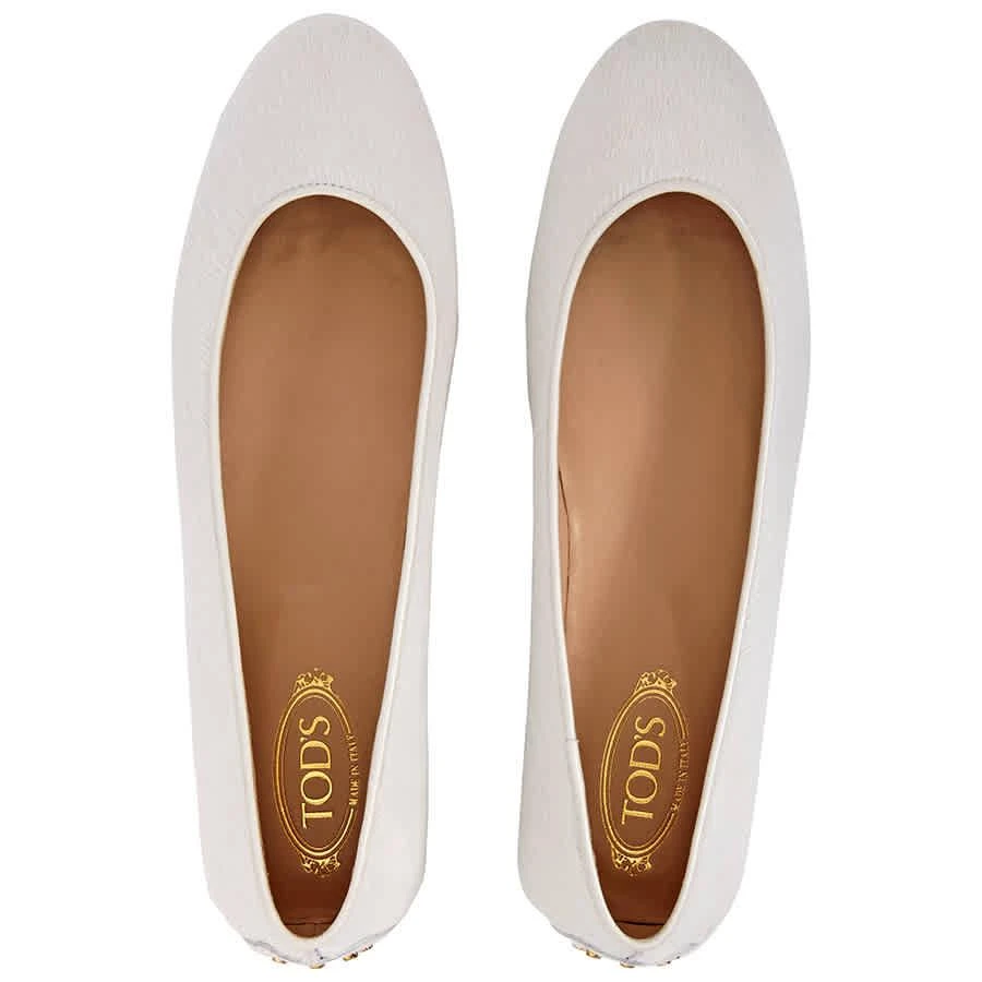 商品Tod's|Ladies Ballerina Flats in White/Chalk,价格¥1249,第3张图片详细描述