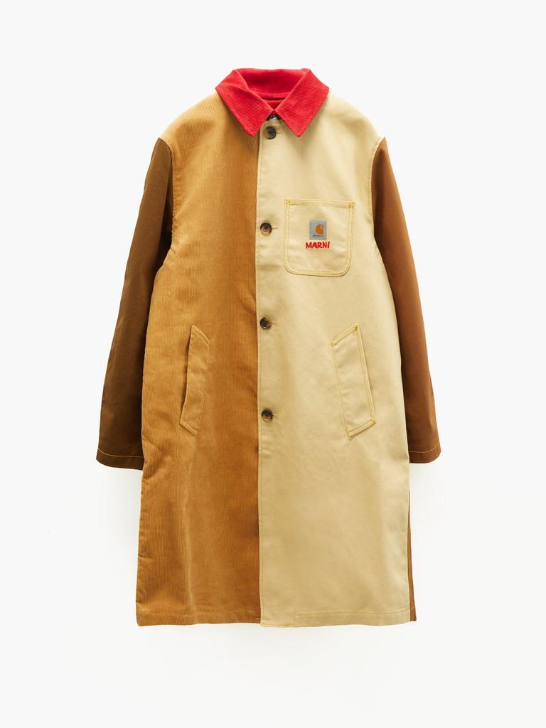 X Carhartt WIP Colour-blocked canvas-corduroy coat商品第1张图片规格展示