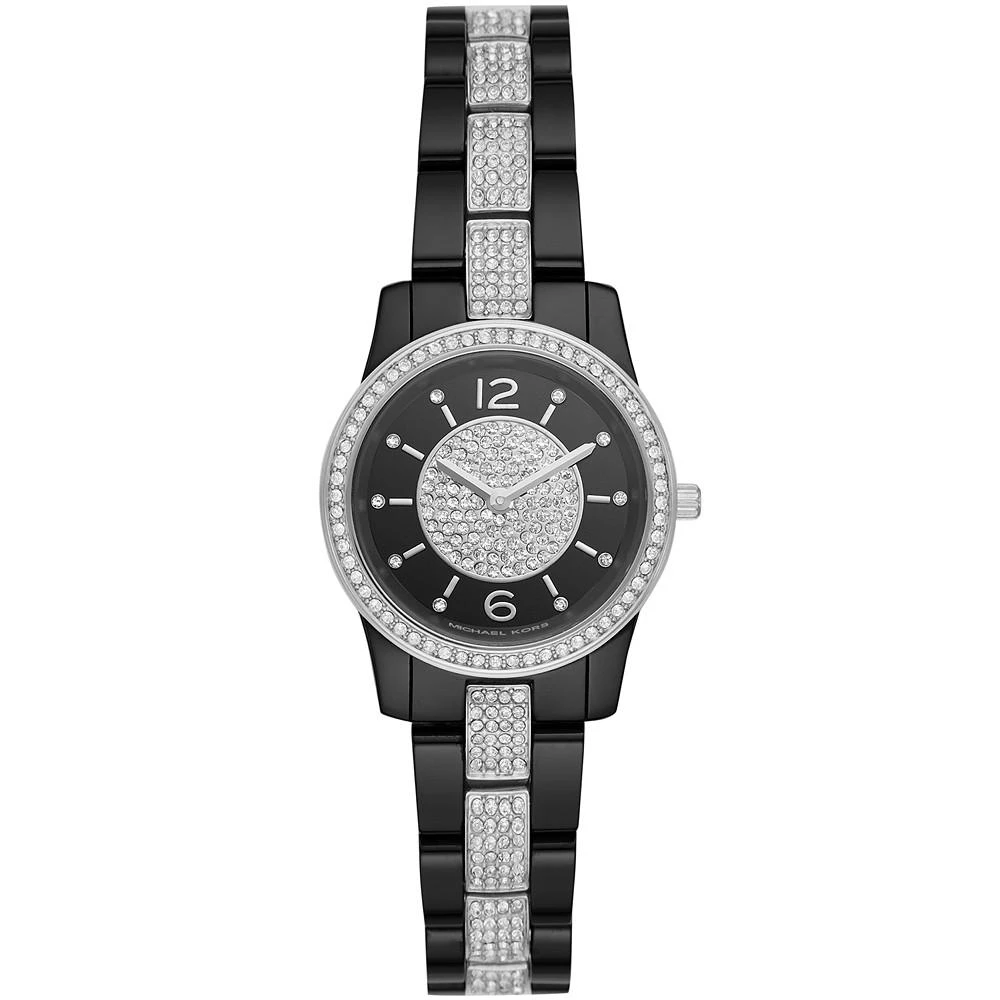 商品Michael Kors|Women's Runway Black Stainless Steel with Crystal Accents Bracelet Watch 28mm,价格¥1676,第1张图片