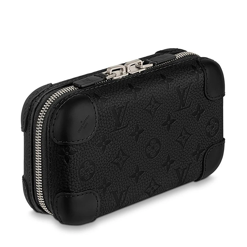 预售10天 Louis Vuitton/路易威登 22春夏新款HORIZON CLUTCH系列 男士黑色老花压印牛皮革银扣拉链开合单肩斜跨盒子包M20439 商品