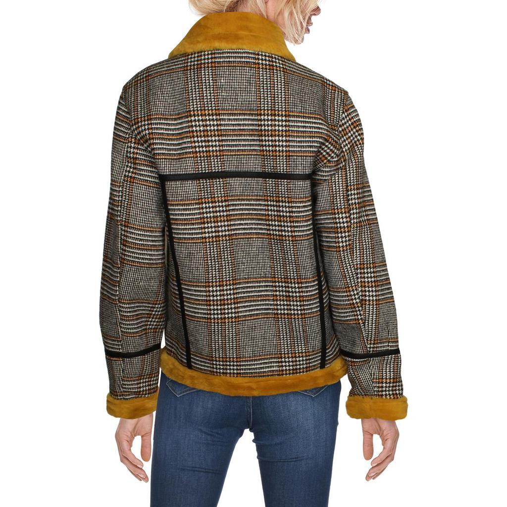 商品Urban Outfitters|Urban Outfitters Women's Plaid Print Faux Fur Trim Winter Coat,价格¥379,第4张图片详细描述