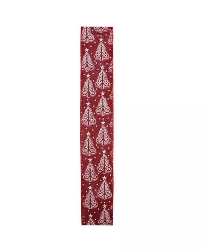 商品Northlight|Cranberry Red and White Trees Burlap Wired Christmas Craft Ribbon 2.5" x 10 Yards,价格¥113,第3张图片详细描述