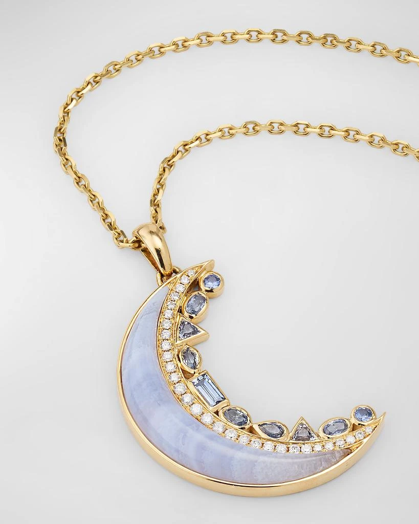 商品Sorellina|18K Yellow Gold Blue Lace Agate Crescent Moon Pendant,价格¥30493,第4张图片详细描述