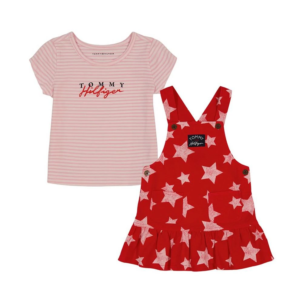 商品Tommy Hilfiger|Baby Girls Star Pinafore and Logo Shirt, 2 Piece Set,价格¥123,第1张图片