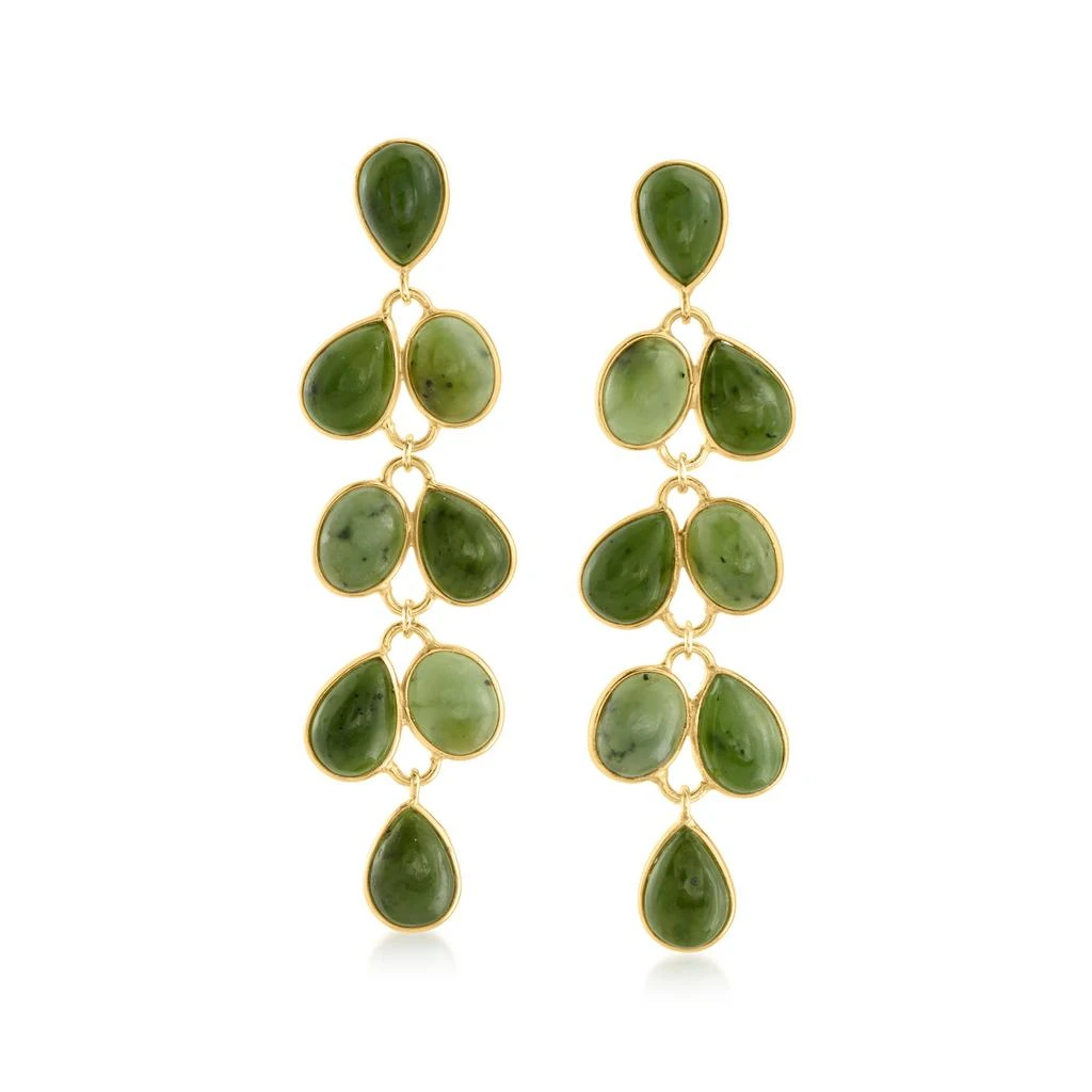 商品Ross-Simons|Nephrite Jade Chandelier Earrings in 18kt Gold Over Sterling,价格¥1025,第1张图片