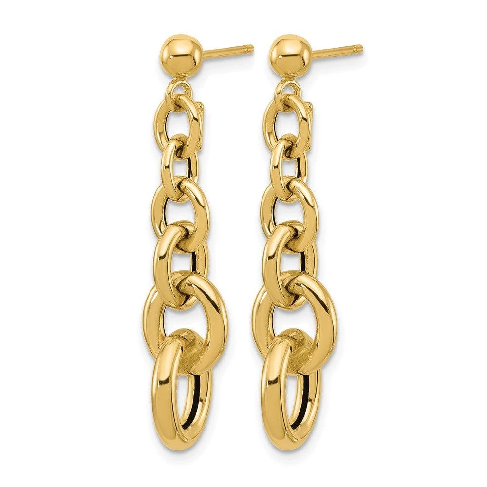 商品Diamond2Deal|14K Yellow Gold Fancy Circle Link Drop Dangle Earrings,价格¥6838,第2张图片详细描述