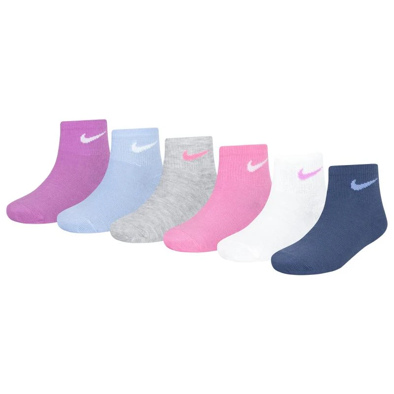 商品NIKE|Nike Metallic Swoosh Quarter Socks 6 Pack - Girls' Grade School,价格¥101,第1张图片