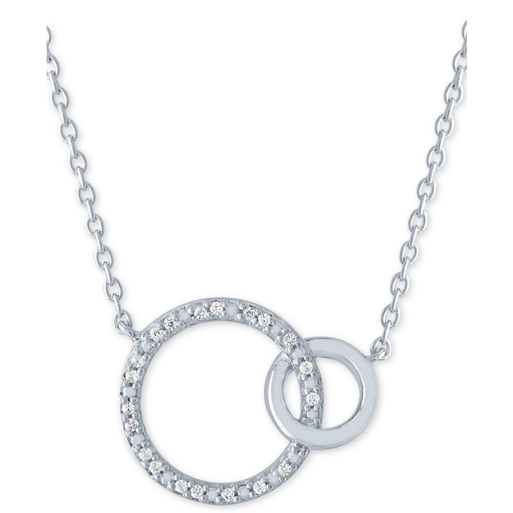 Diamond Accent Interlocked Circle 18" Pendant Necklace in Sterling Silver商品第1张图片规格展示