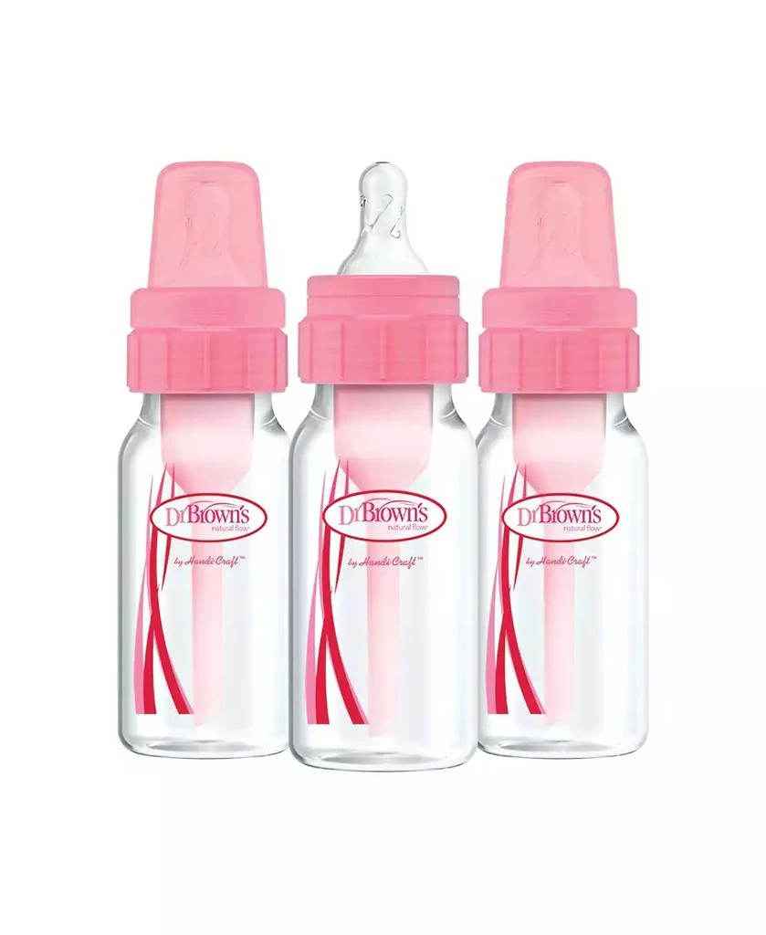 商品Dr. Browns|Baby Natural Flow Anti-Colic Baby Bottles, Pink, 4oz, 3 Pack,价格¥179,第1张图片