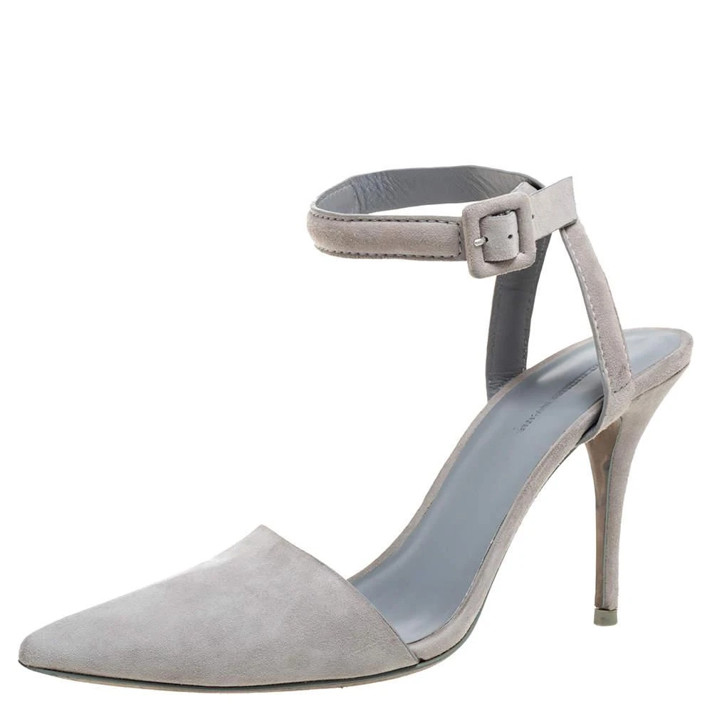 商品[二手商品] Alexander Wang|Alexander Wang Grey Suede Leather Lovisa Ankle Wrap Sandals Size 38.5,价格¥905,第1张图片